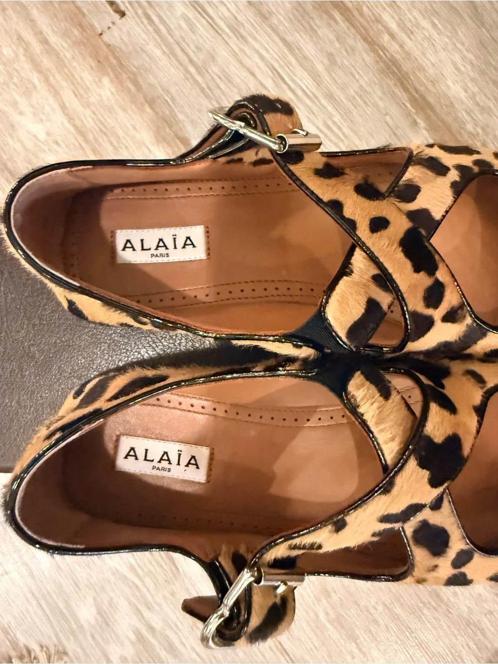Alaia NWB Leopard-Print Mary Jane Flats size 39.5